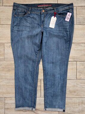 NWT Standards & Practices Boyfriend Jeans Womens Raw Cuff Medium Wash Blue 26